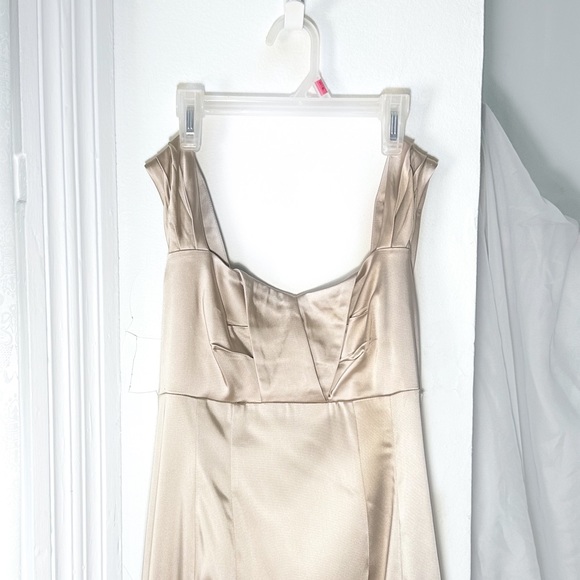 CALVIN KLEIN 🥂 Y2K cocktail satin mini metallic bronze dress L • XL - Picture 2 of 7